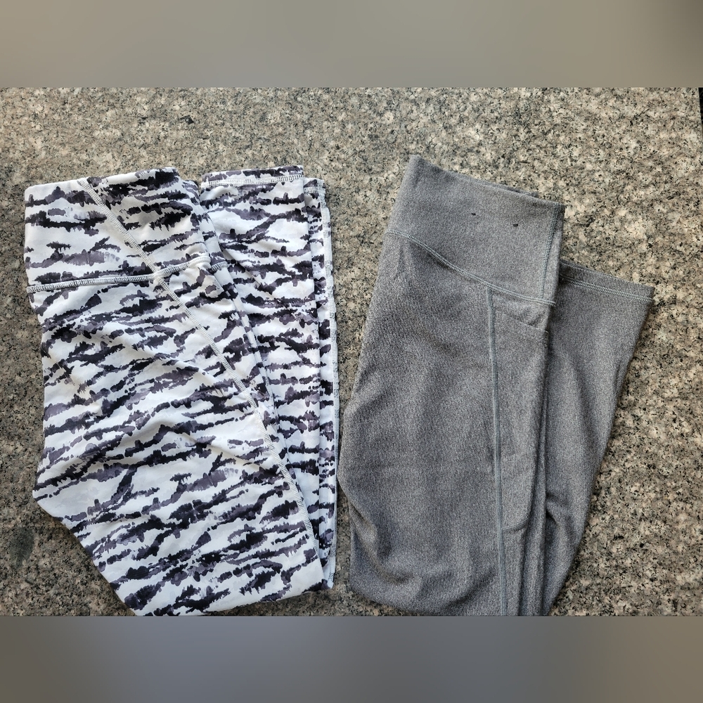 Under Armour Fabletics Lot Gray Black White Leggings Athletic Pants Medium EUC